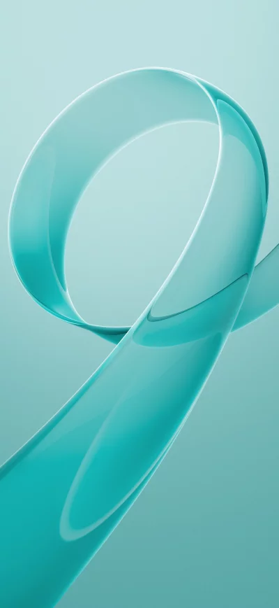 Abstract Teal Ribbon Swirl Against Soft Blue Background