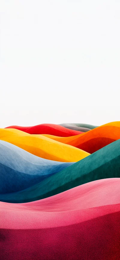Abstract Landscape of Rolling Colorful Sand Dunes Under a Bright Sky