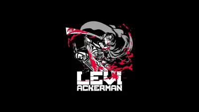 Dynamic Levi Ackerman Anime Illustration with Blood Splatter and Combat Blades image
