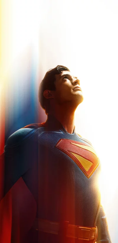 Superman Looking Up Towards Light