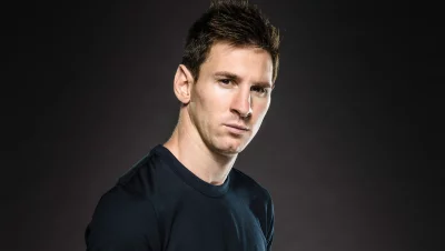 Lionel Messi Portrait Focused Soccer Star in Dark Attire image