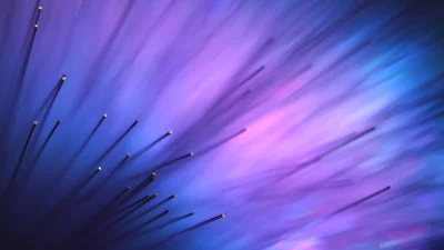 Abstract Close-up of Glowing Fiber Optic Strands with Purple and Blue Light image