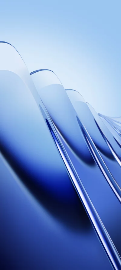 Abstract Blue Wavy Shapes Background with Smooth Gradient Reflections image
