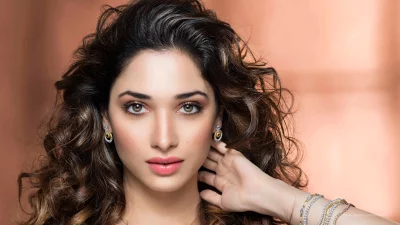 Stunning Indian Actress Tamannaah Bhatia Posing with Elegant Diamond Jewelry image