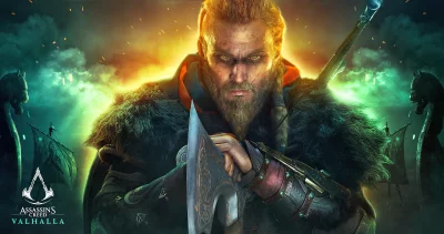 Valhalla Eivor Viking Warrior: Epic Fantasy Portrait with Axe and Glowing Aura image