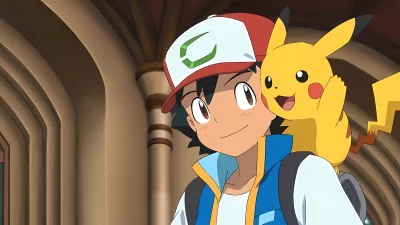 Ash Ketchum and Pikachu Smiling Cheerful Anime Duo Adventure image