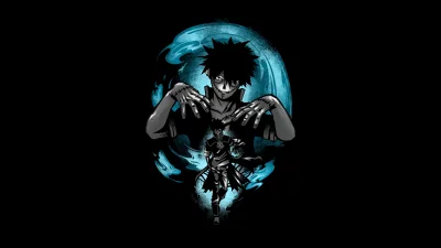 Dark Anime Dabi with Blue Fire Quirk Illustration on Black Background image