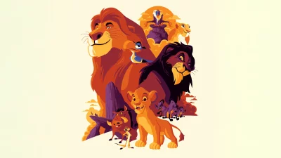 Iconic Lion King Characters Depicted in Stylized Animated Movie Illustration image