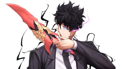 Dynamic Anime Warrior with Dual Glowing Eyes Wielding Ornate Fantasy Sword image