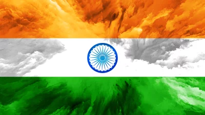 Abstract Indian Flag Art Saffron White Green Ashoka Chakra image