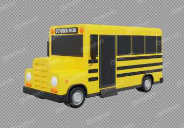 Yellow and black color 3D school bus illustration 