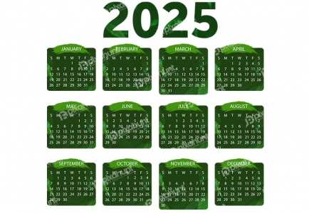 HD Green design of 2025 Celandar Image PNG