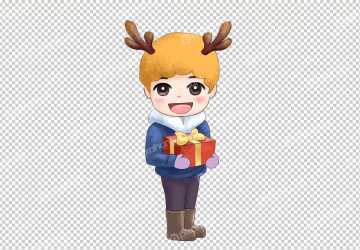 Antler Boy Cartoon Winter Boy Comic Antler Ornament